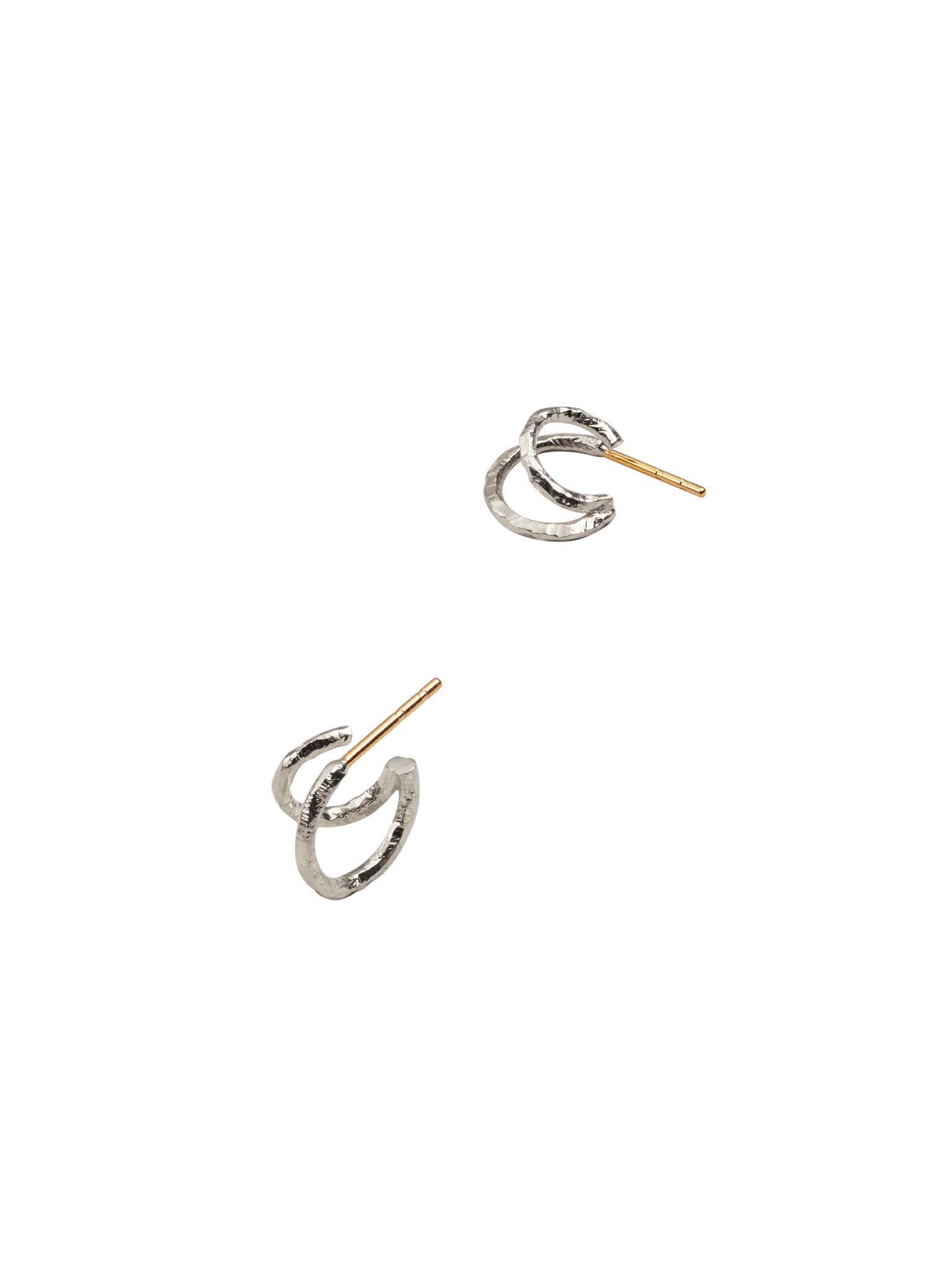 Ringo double creol in earrings in silver and 18k yellow gold